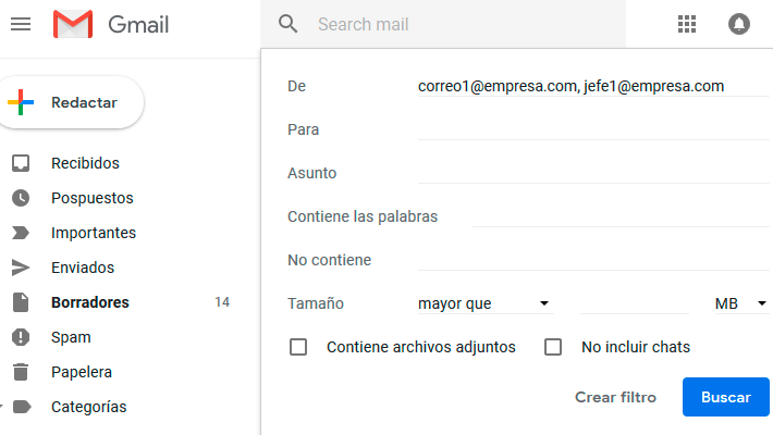 crear filtro gmail